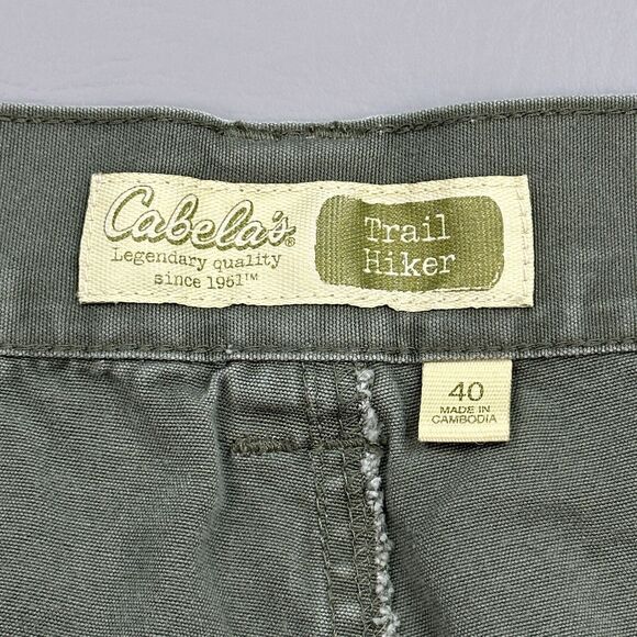 Cabelas Trail Hiker Pants Mens 40 38x29 Green Double Knee Hunting Outdoor Y2K - Picture 7 of 13